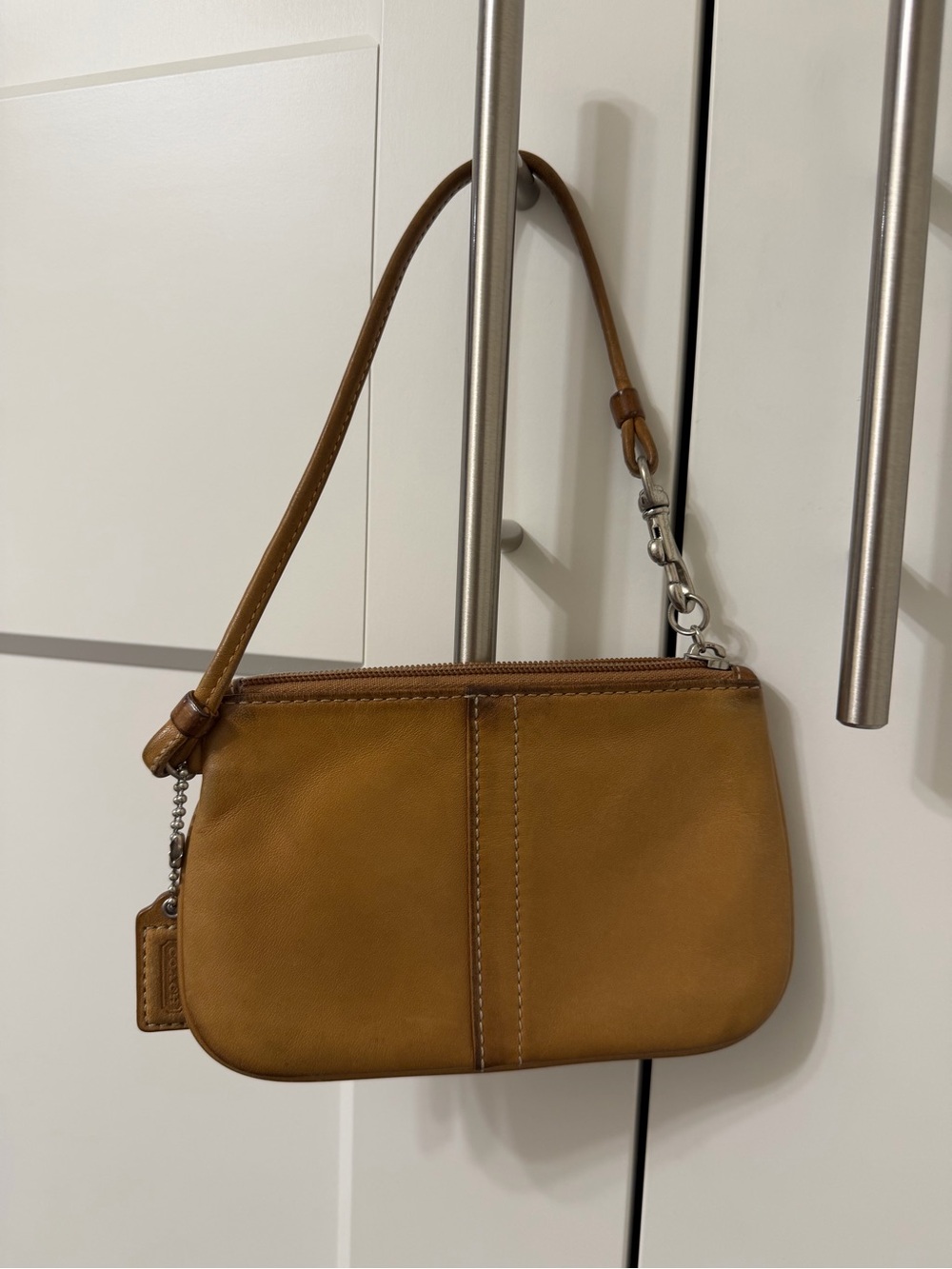 Classic Tan Leather Wristlet Pouch